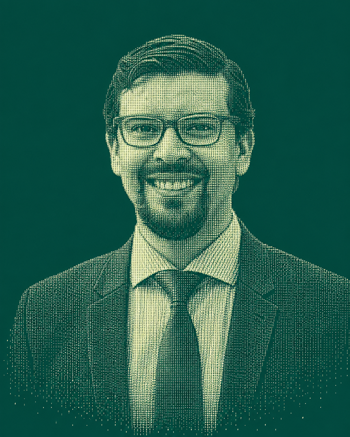 ASCII and dither portrait of Daniel Acuna
